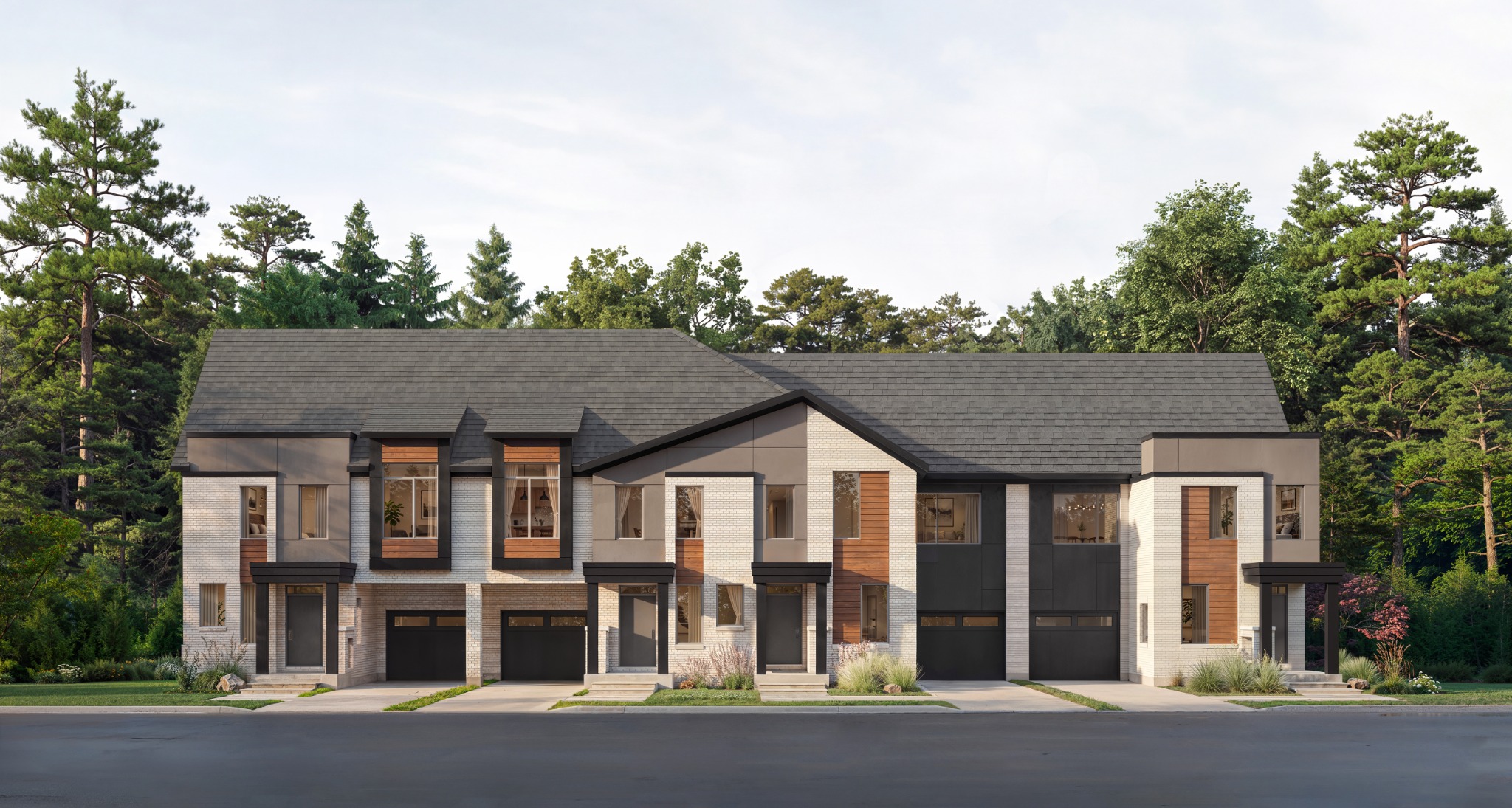 Five Oaks Oakville – 24-Foot Townhome Collection, Elevation B Five Oaks Oakville 24-foot traditional townhomes, Elevation B exterior rendering by Caivan