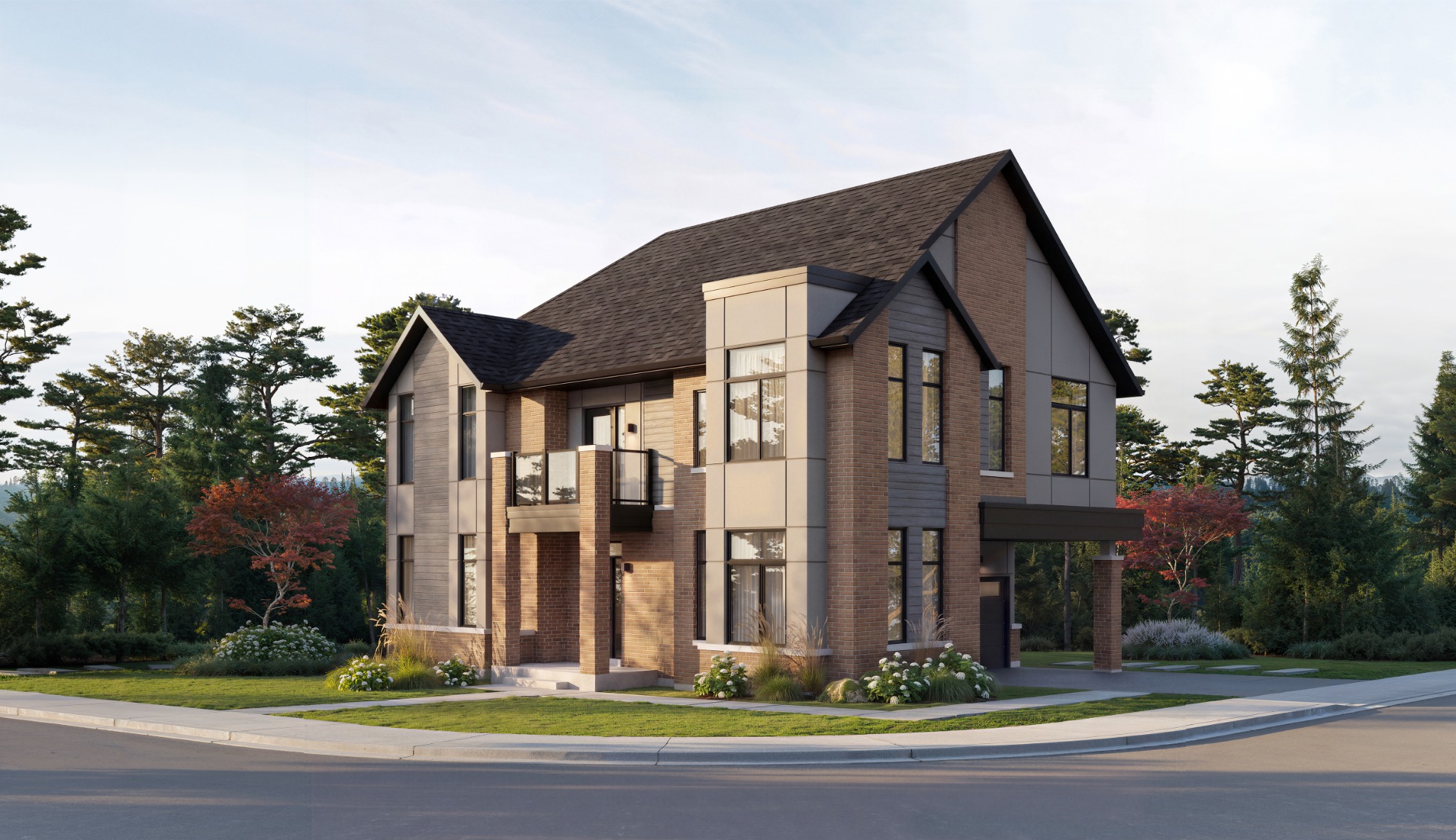 Five Oaks Oakville – 40-Foot Starling Corner Detached Home, Elevation B Five Oaks Oakville 40-foot detached Starling Corner home, Elevation B exterior rendering by Caivan