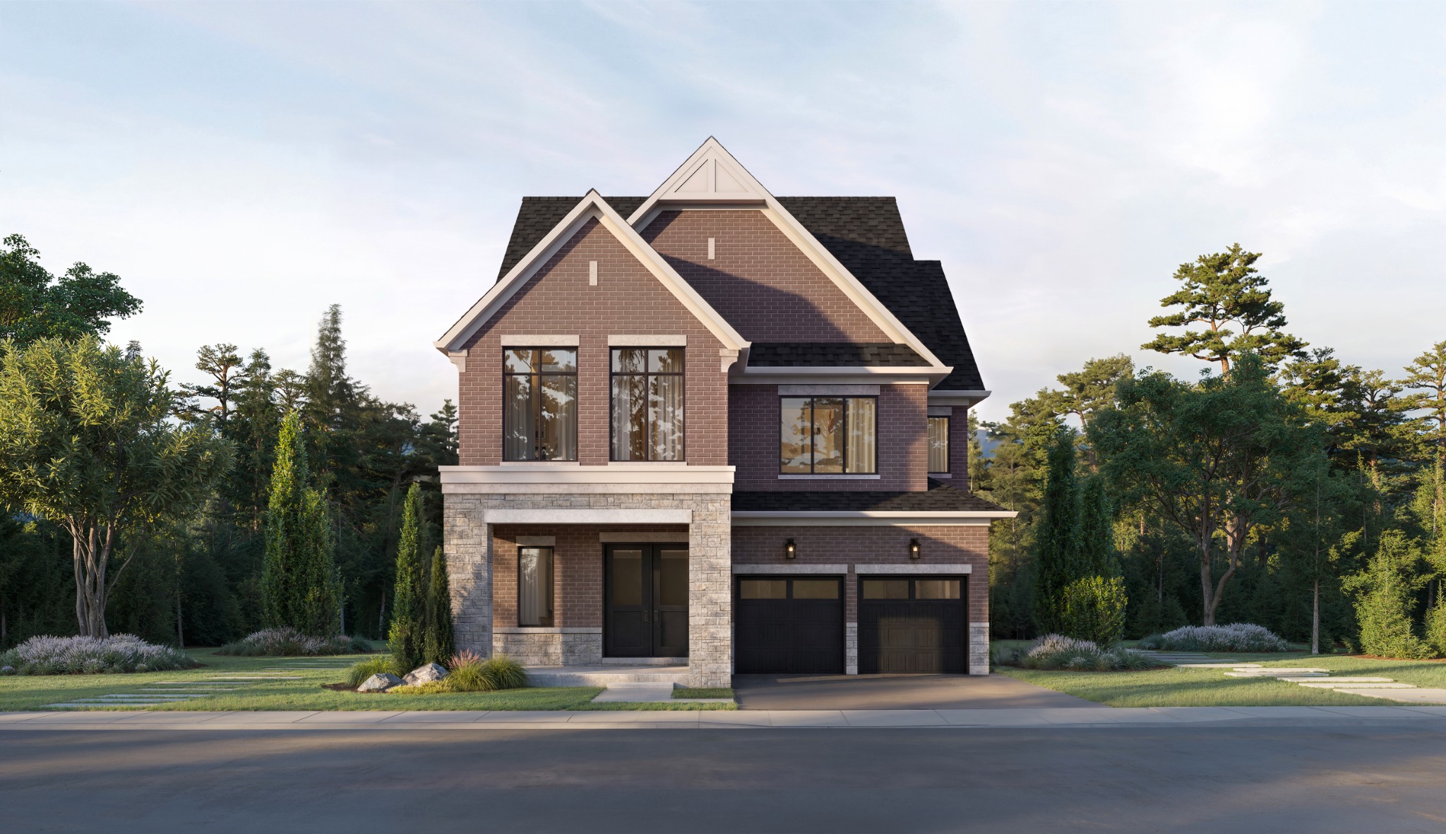 Five Oaks Oakville – 42-Foot Merlin Detached Home, Elevation A Five Oaks Oakville 42-foot detached Merlin home, Elevation A exterior rendering by Caivan